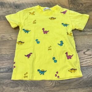 Bab Chip‎ Yellow Dinosaur Graphic Tee Kids Size 110 (4-5) Cartoon Shirt Unisex